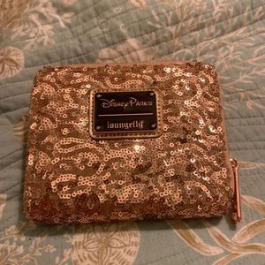 Disney loungefly wallet rose gold barely used
